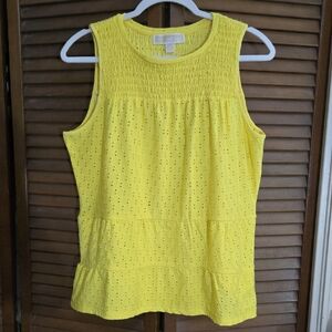 MICHAEL Michael Kors Bright Yellow Eyelet Tank Top Like New